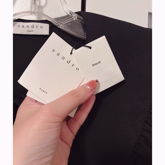 NWT Sandro Black Short Dress with Large Ruffled Peter Pan Collar - Picture 8 of 16